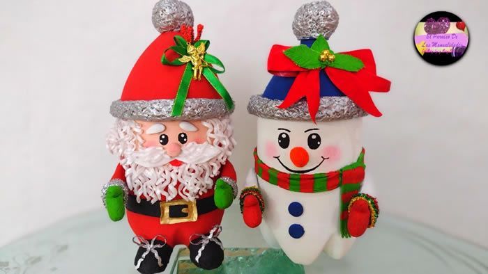 Papá Noel y Muñeco de Nieve para navidad en forma de Dulceros ...